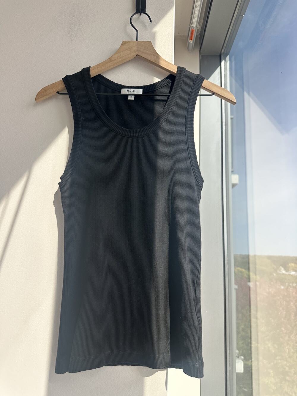 AGOLDE Poppy Organic Cotton Blend Tank in Black Sz M